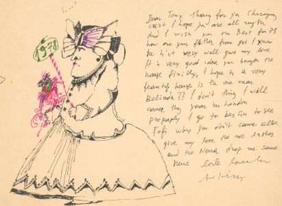 Antonis Kyriakoulis (b.1938) - Signed 1978 Pen and Ink Drawing, Queen with Bird
