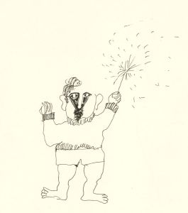 Antonis Kyriakoulis (b.1938) - 20th Century Pen and Ink Drawing, Fireworks Night