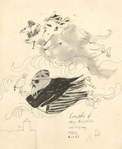 Antonis Kyriakoulis (b.1938) - Set of Two Pen and Ink Drawings, Fantasy Studies