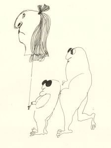 Antonis Kyriakoulis (b.1938) - 20th Century Pen and Ink Drawing, The Entourage
