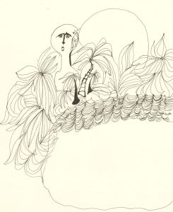 Antonis Kyriakoulis (b.1938) - 20th Century Pen and Ink Drawing, Tropical Dream