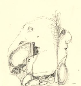 Antonis Kyriakoulis (b.1938) - 20th Century Pen and Ink Drawing, The Faces