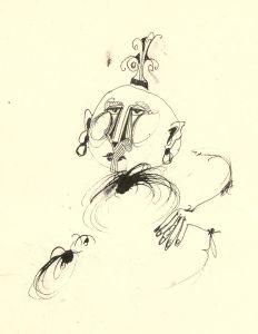 Antonis Kyriakoulis (b.1938) - Pen and Ink Drawing, Fantasy Portrait