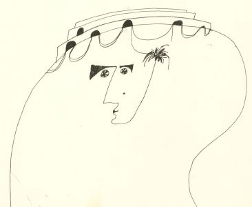 Antonis Kyriakoulis (b.1938) - Pen and Ink Drawing, Abstract Portrait
