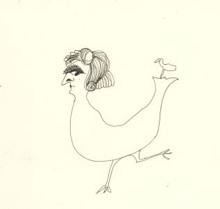 Antonis Kyriakoulis (b.1938) - 20th Century Pen and Ink Drawing, Bird Woman
