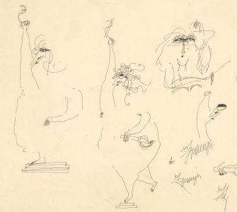 Antonis Kyriakoulis (b.1938) - Pen and Ink Drawing, The Classical Statue
