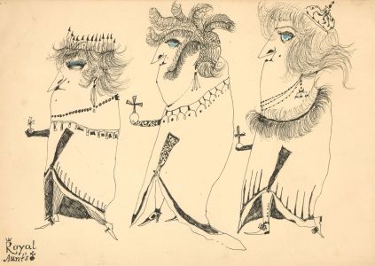 Antonis Kyriakoulis (b.1938) - 20th Century Pen and Ink Drawing, Royal Aunts