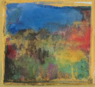 Contemporary India Ink - Vibrant Abstract Expressionist Landscape`