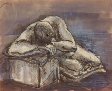Renee Young - 20th Century Watercolour, Male Nude Model