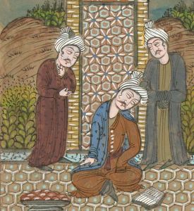 Indian Miniatures - Late 19th Century Gouache, Men in Interior