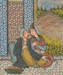 Indian Miniatures - Late 19th Century Gouache, The Embracing Couple