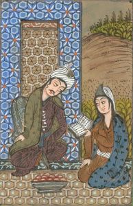 Indian Miniatures - Late 19th Century Gouache, The Couple Reading