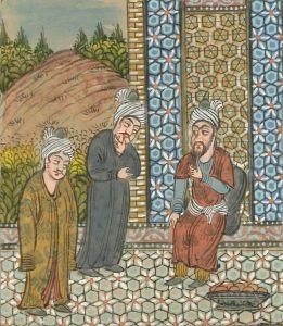 Indian Miniatures - Late 19th Century Gouache, Figures in Conversation