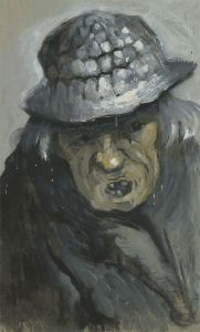 John Cherrington (1931-2015) - 20th Century Acrylic, Elderly Lady with Hat