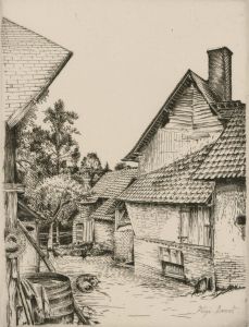 Henri Vergé-Sarrat (1880-1966) - Signed Original Etching, Farm Buildings