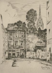 Ernest Laborde (b.1870) - Signed 1923 Etching, Street View, Rouen