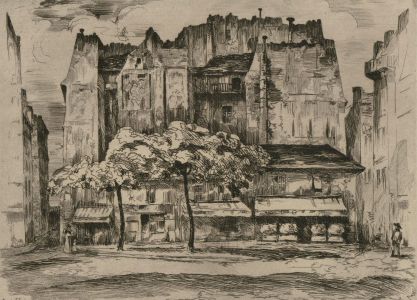 Ernest Laborde (b.1870) - Signed 1945 Etching, Street Scene Paris