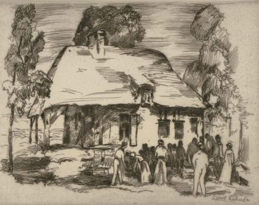 Ernest Laborde (b.1870) - Signed Original Etching, Rural Cottage Scene