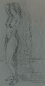 Renee Young - 20th Century Charcoal Drawing, Female Nude Figure