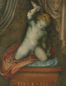 Late 19th Century Watercolour - Cherub with Two Snakes