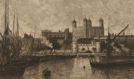 Lucien Gautier (1850-1925) - Late 19th Century Etching, Tower of London