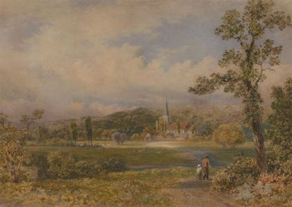 Charles Horwell Woodman (1823-1888) - 1874 Watercolour, English Country Scene