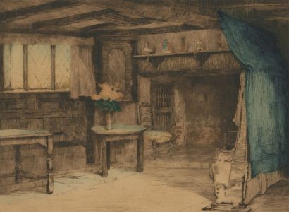 Mabel C. Robinson ARE (1875-1953) - Early 20th Century Etching, Cottage Interior