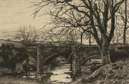 Richard Samuel Chattock (1825-1906) - 1882 Etching, Chagford Bridge