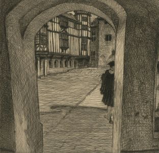 Sydney William Carline (1888-1929) - 1914 Etching, Court in a Cambridge College