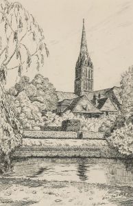 Alec Seltens - Signed Mid 20th Century Pen and Ink Drawing, Village Church