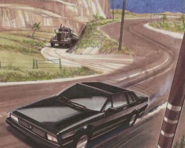 20th Century Mixed Media Illustration - Car Chase