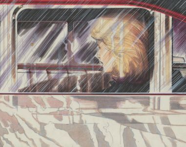 20th Century Mixed Media Illustration - Woman in the Car Window