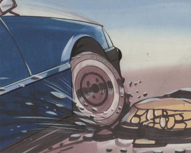 20th Century Mixed Media Illustration - The Blue Car