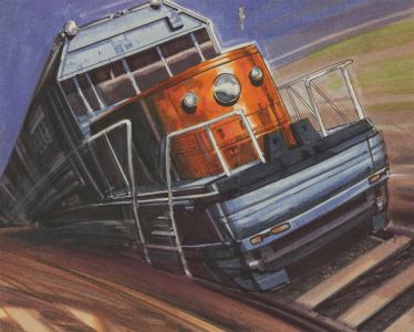 20th Century Mixed Media Illustration - Freight Train