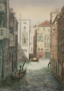 Margaret Aulton - 20th Century Etching, Venetian Canal Scene