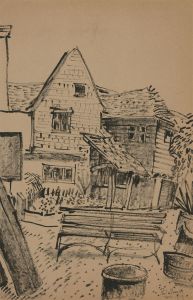 Paul Manousso - 1959 India Ink, Garden and Cottage