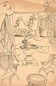 Paul Manousso - Mid 20th Century India Ink, Interior Scene