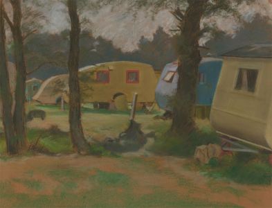 Paul Manousso - Mid 20th Century Pastel, Holiday Caravans