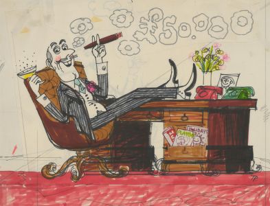 T.P. - Mid 20th Century Pen and Ink Drawing, Man in Pinstripes