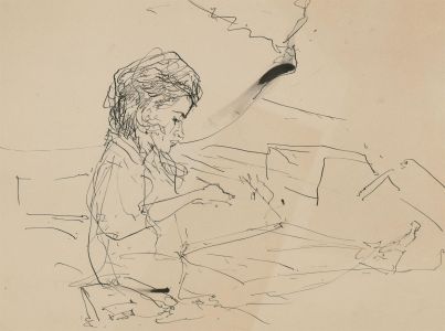 John H.B. Irving (1924-2016) - 20th Century Pen and Ink Drawing, Seated Lady
