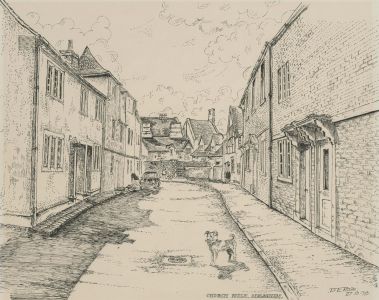 D. E. Rose - 1979 Pen and Ink Drawing, Church Walk, Melksham