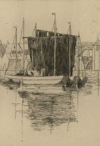 Early 20th Century Etching - Nets Drying, Cornwall