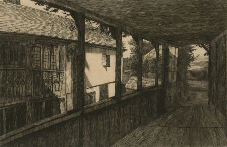 J.E - 1971 Etching, Balcony View