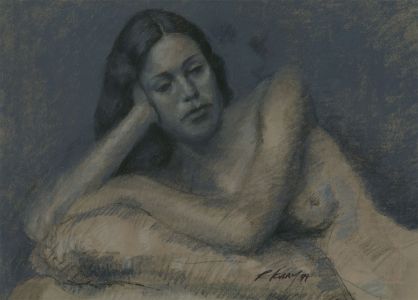 R. Kray - Signed 1999 Pastel, Resting Nude