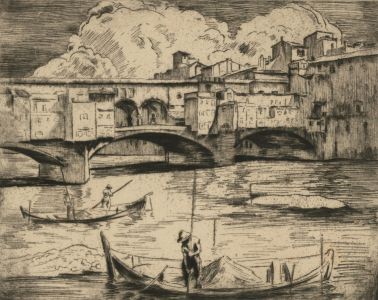 Gottrick - Original 1923 Etching, Ponte Vecchio, Florence
