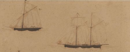 Mid 19th Century Pen and Ink Drawing - Studies of a Sailing Ship