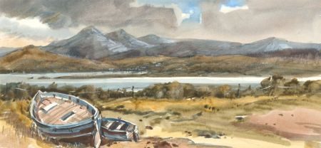 Clifford H. Thompson (1926-2017) - 1994 Watercolour, Highland Lake with a Boat