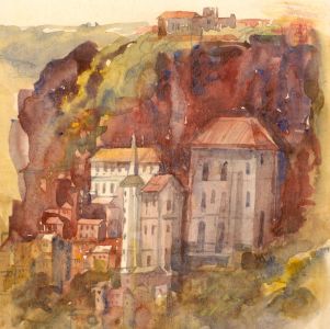 Clifford H. Thompson (1926-2017) - 2012 Watercolour, European Hill Town