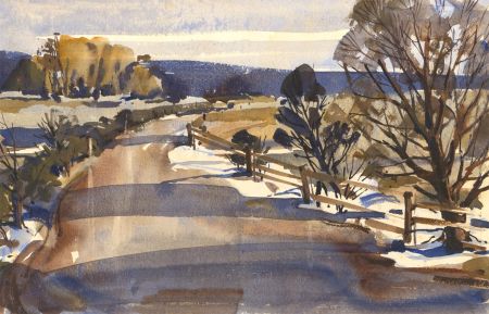 Clifford H. Thompson (1926-2017) - Contemporary Watercolour, Lane in Winter