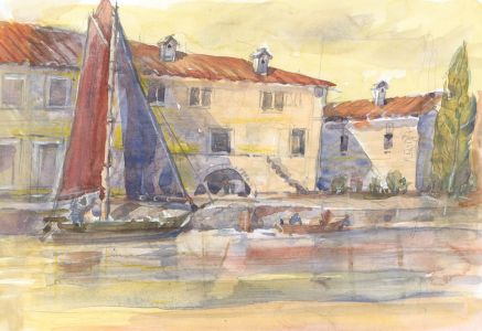 Clifford H. Thompson (1926-2017) - 2010 Watercolour, French River Town